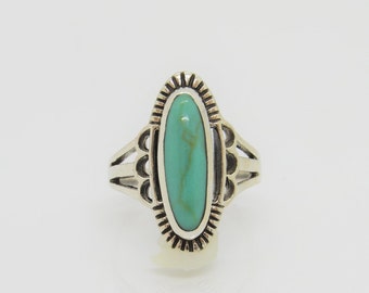 Vintage Southwestern Sterling Silver Turquoise Ring Size 9