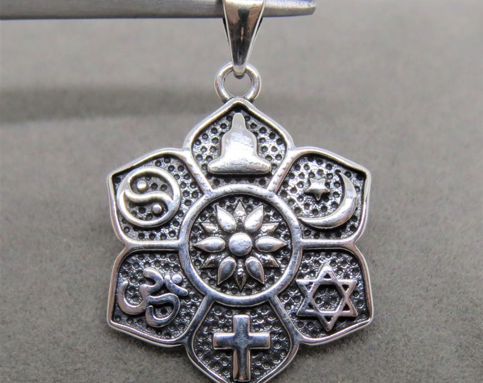 Vintage Sterling Silver religious symbols Pendant