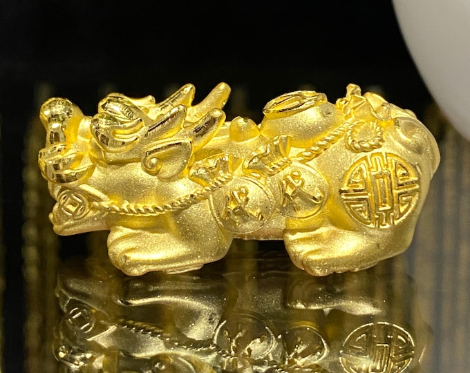 Vintage 24K 999 Pure Gold Pixiu, Dragon Charm Pendant Make for Bracelet.