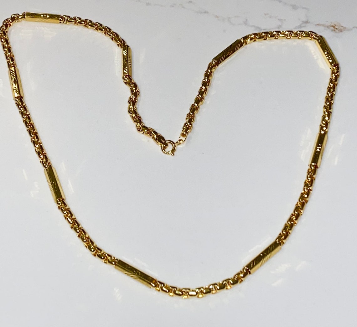 Vintage 14K Yellow Gold Bamboo Link Chain Necklace - Etsy