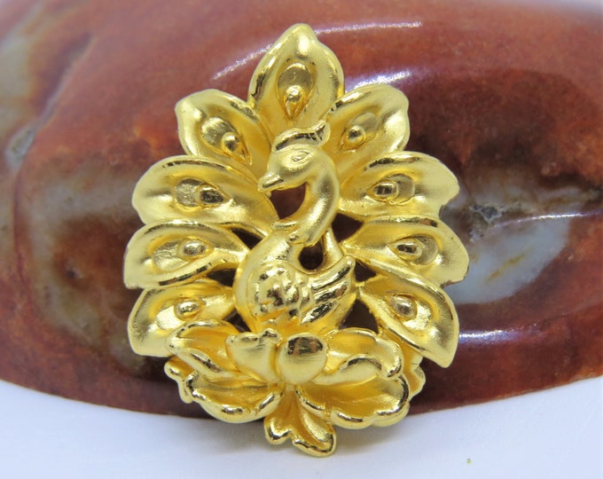 9999 Pure 24k Gold 3D Peacock Vintage Pendant