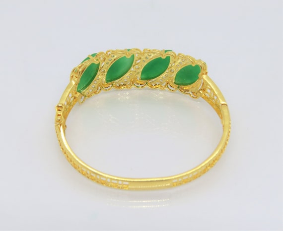Vintage 18K Solid Gold Translucent Green Jadeite … - image 2