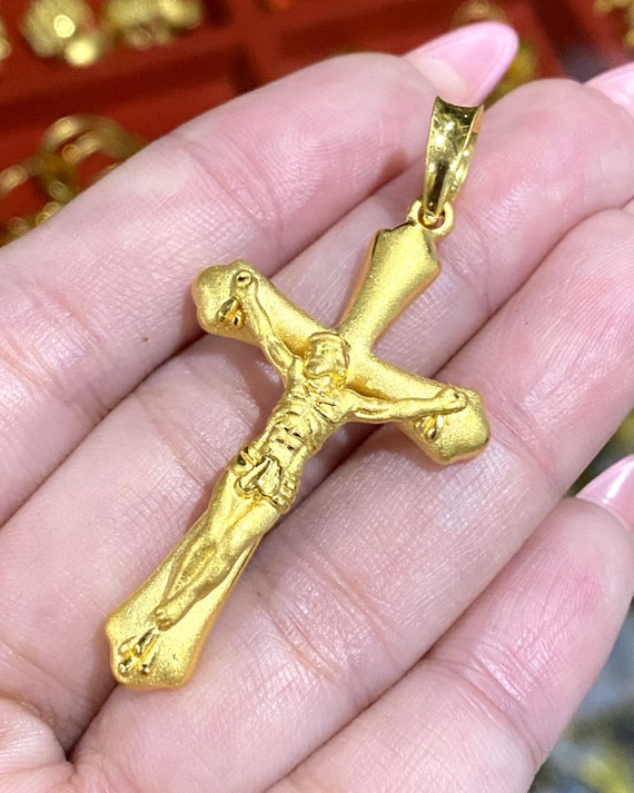 Vintage 24K 9999 Pure Gold Crucifix Cross Pendant. - image 4