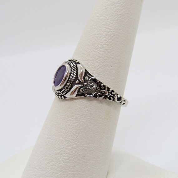 Vintage Sterling Silver Amethyst Dome Ring Size 7 - image 7