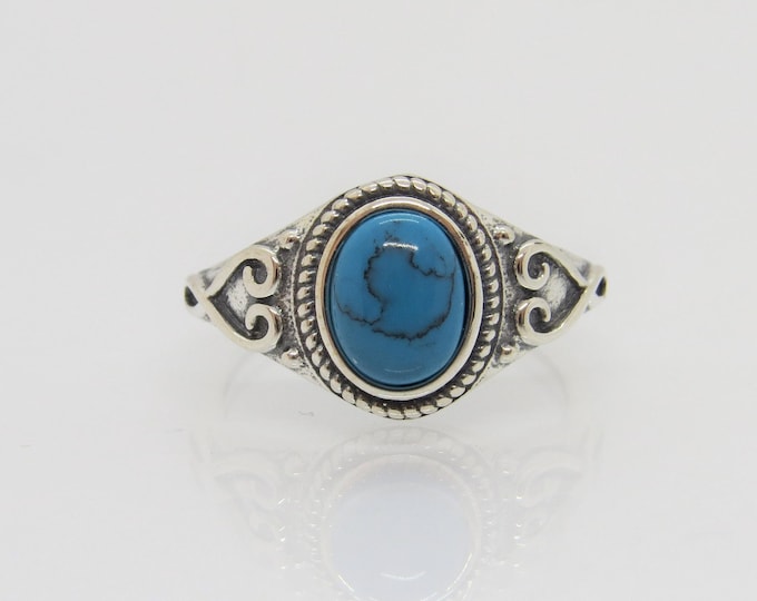 Vintage Sterling Silver Turquoise Ring Size 7