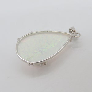 Vintage Sterling Silver White Opal Pendant image 4