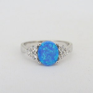 Vintage Sterling Silver Blue Opal & White Topaz Ring Size 7 - Etsy