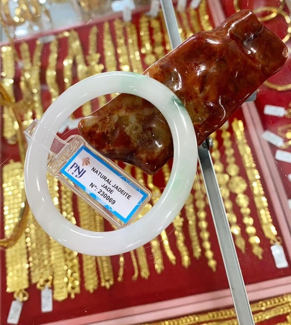 Vintage Translucent Natural Green, White Jadeite … - image 8