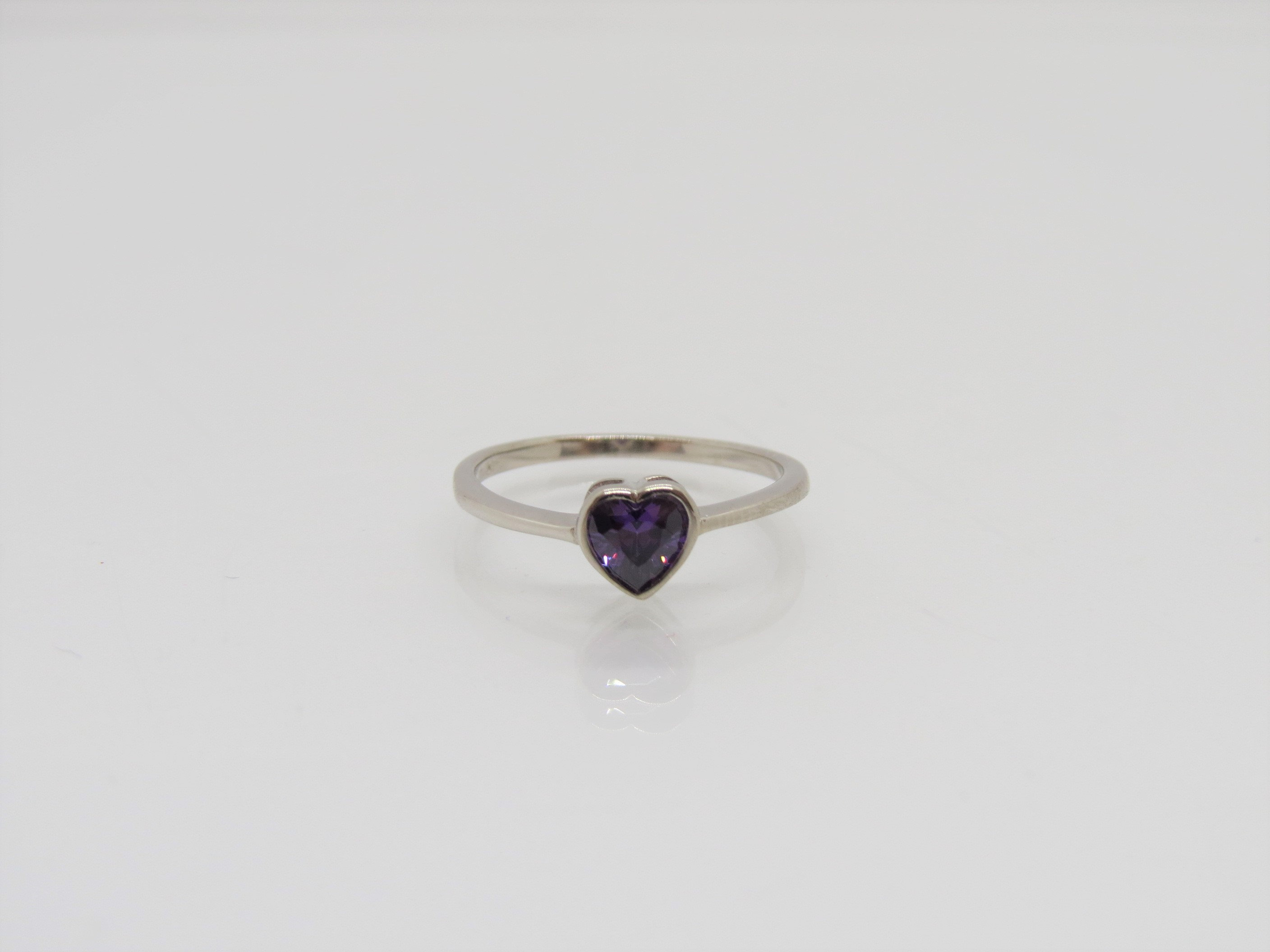 Bague Coeur En Argent Avec Améthyste 1.3 Ct - Taille 9.5, Design Romantique, Neuve