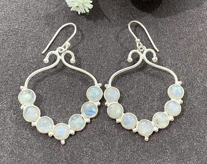 Sterling Silver Moonstone Dangle Earrings.
