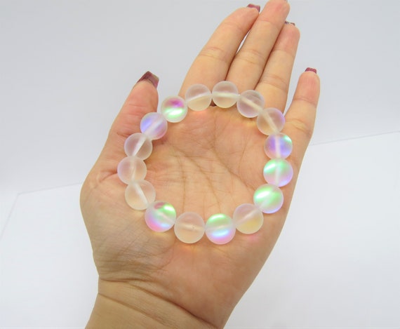 Vintage Jewelry White Moonstone Lucite Bead Brace… - image 4