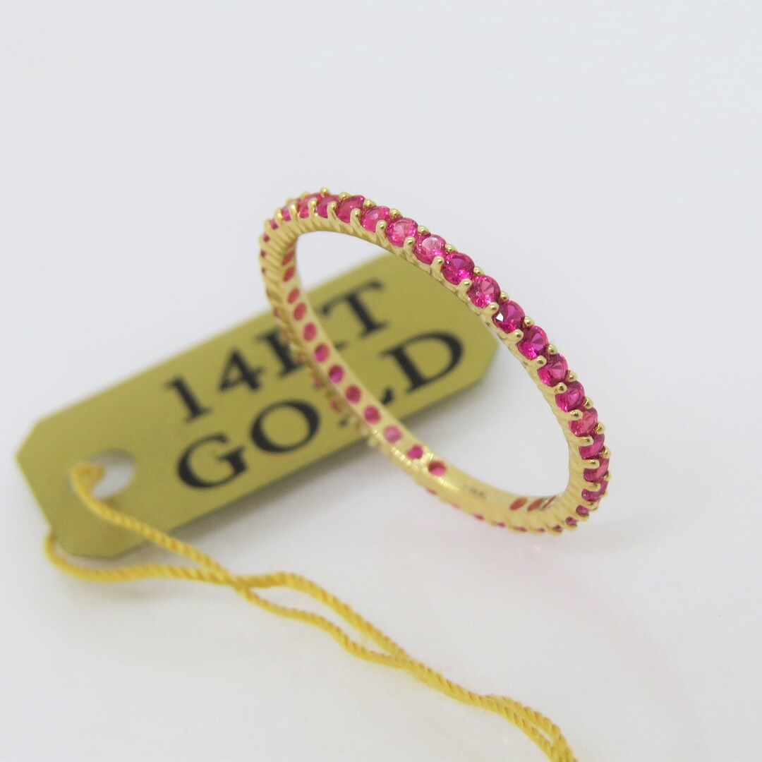 Vintage 14K Solid Yellow Gold Ruby Eternity Band Ring Size 6 - Etsy