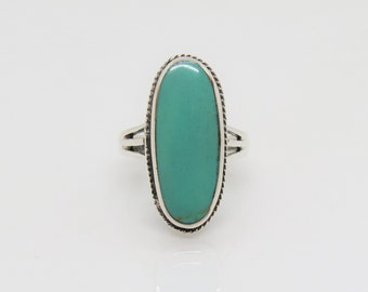 Vintage Sterling Silver Turquoise Long Ring Size 8