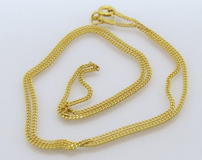 Vintage 18K Yellow Gold Cuban Link Chain Necklace 18''