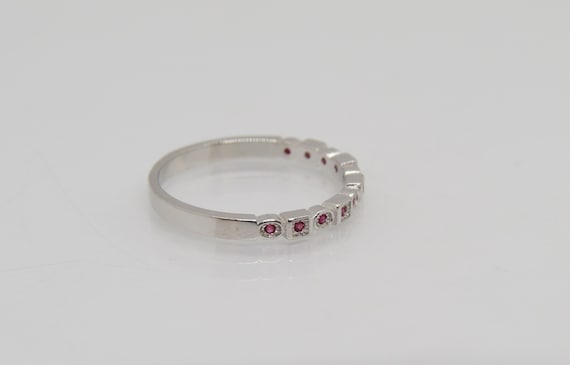 Vintage Sterling Silver Round cut Ruby Band Ring … - image 2