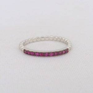 Vintage Sterling Silver Ruby Band Ring Size 7