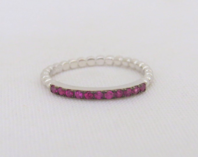 Vintage Sterling Silver Ruby Band Ring Size 7