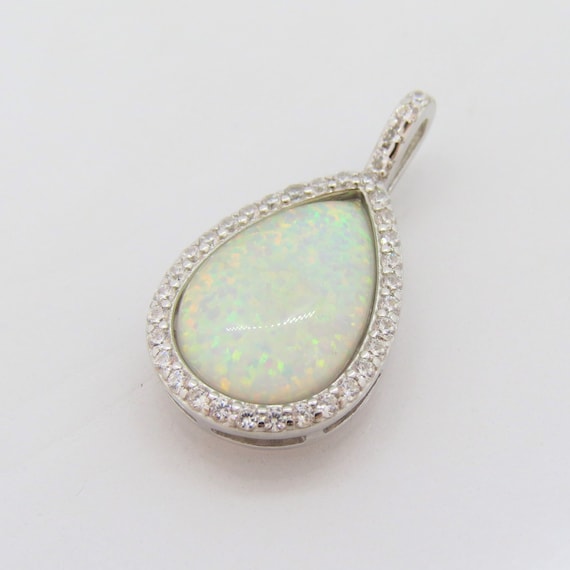 Vintage Sterling Silver White Opal & White Topaz … - image 2