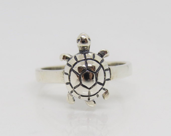 Vintage Sterling Silver Turtle Ring Size 7