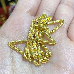 Oakky Stainless Steel Bamboo Link Chain Necklace - Vintage Rhombic Cut, Unisex Jewelry (45cm, Gold)