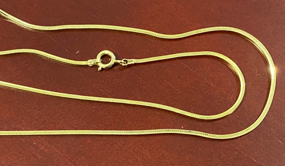 Vintage 18K Solid Yellow Gold Snake Link Chain Ne… - image 3