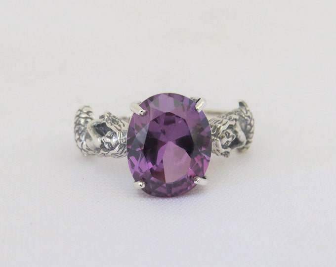 Vintage Sterling Silver Oval cut  Alexandrite Ring Size 7