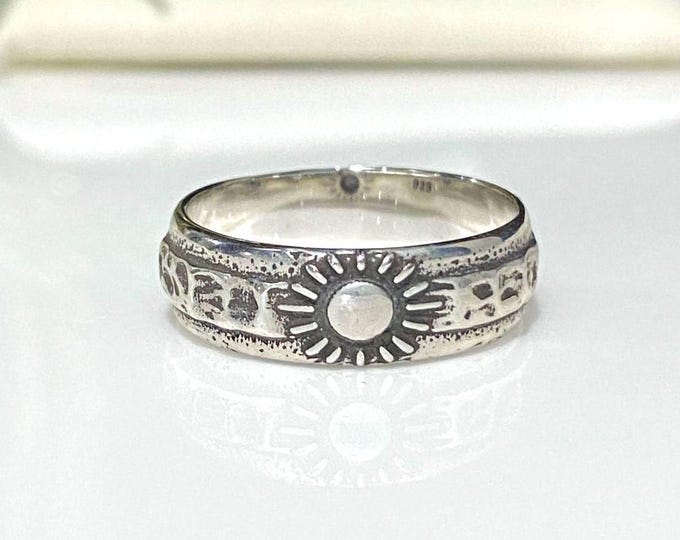 Sterling Silver Sun Band Ring.