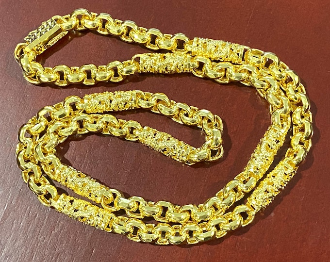 Vintage 15K 610 Yellow Gold Dragon Rolo Link Chain Necklace 23''