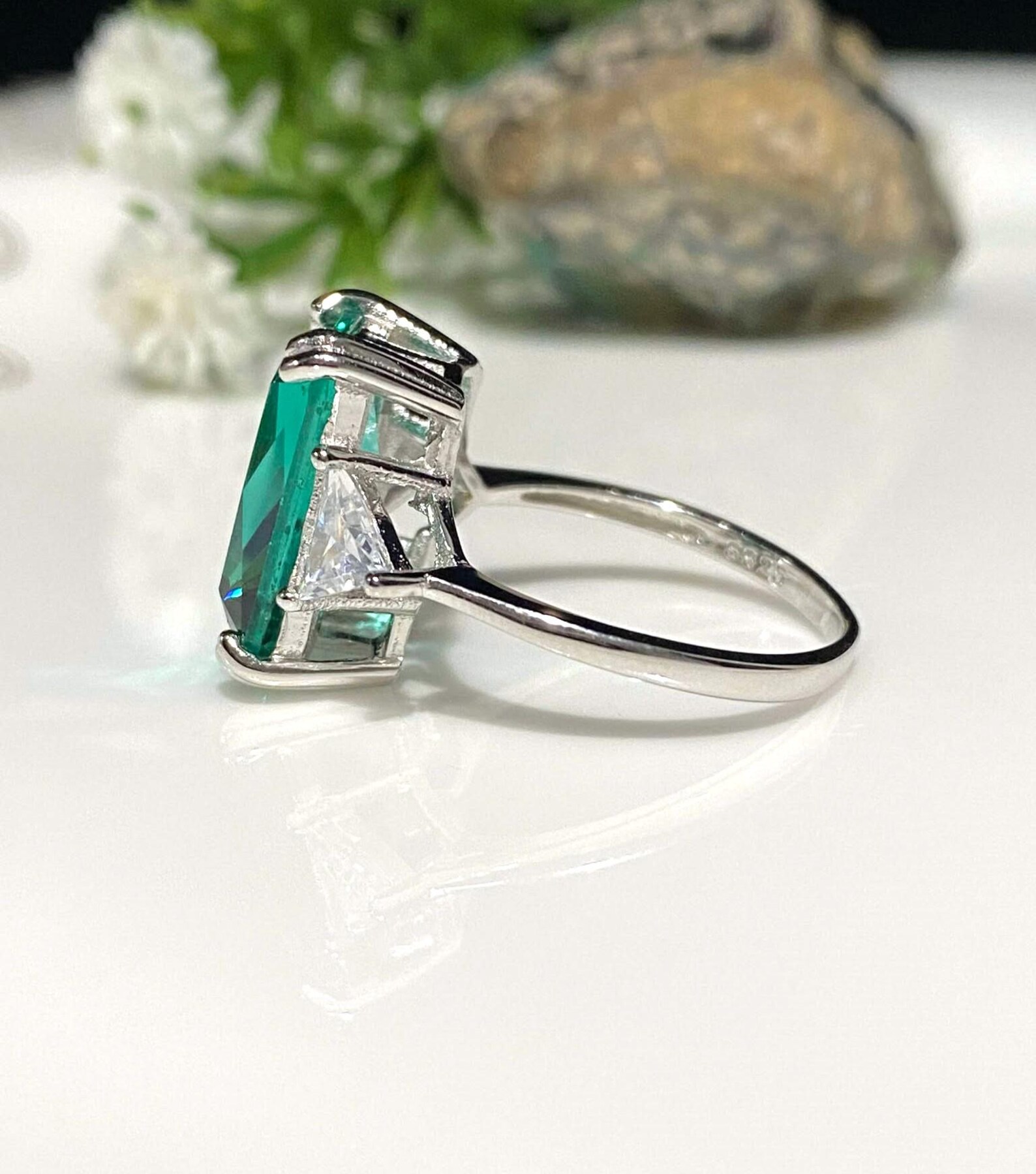 Flinders Island White Topaz East-West Ring ~ Sterling Silver
