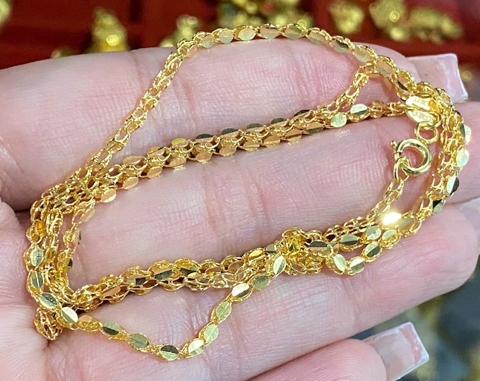 Vintage 15K 610 Solid Yellow Gold Link Chain Necklace 25''
