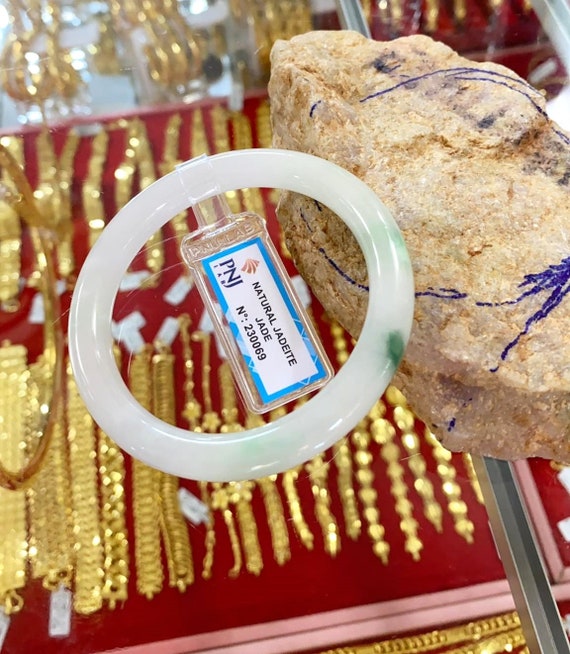 Vintage Translucent Natural Green, White Jadeite … - image 3