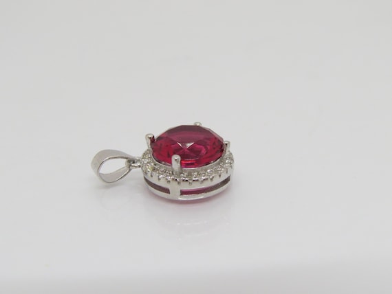 Vintage Sterling Silver Ruby & White Topaz Pendant - image 2