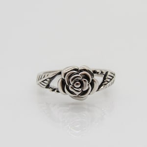 Sterling Silver Rose Flower Ring Size 7