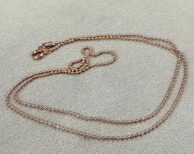 Vintage Sterling Silver 925 Rose Gold Plate Balls Bead Link Chain 18''