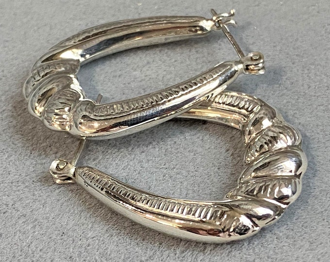 Vintage Sterling Silver Hoop Earrings.