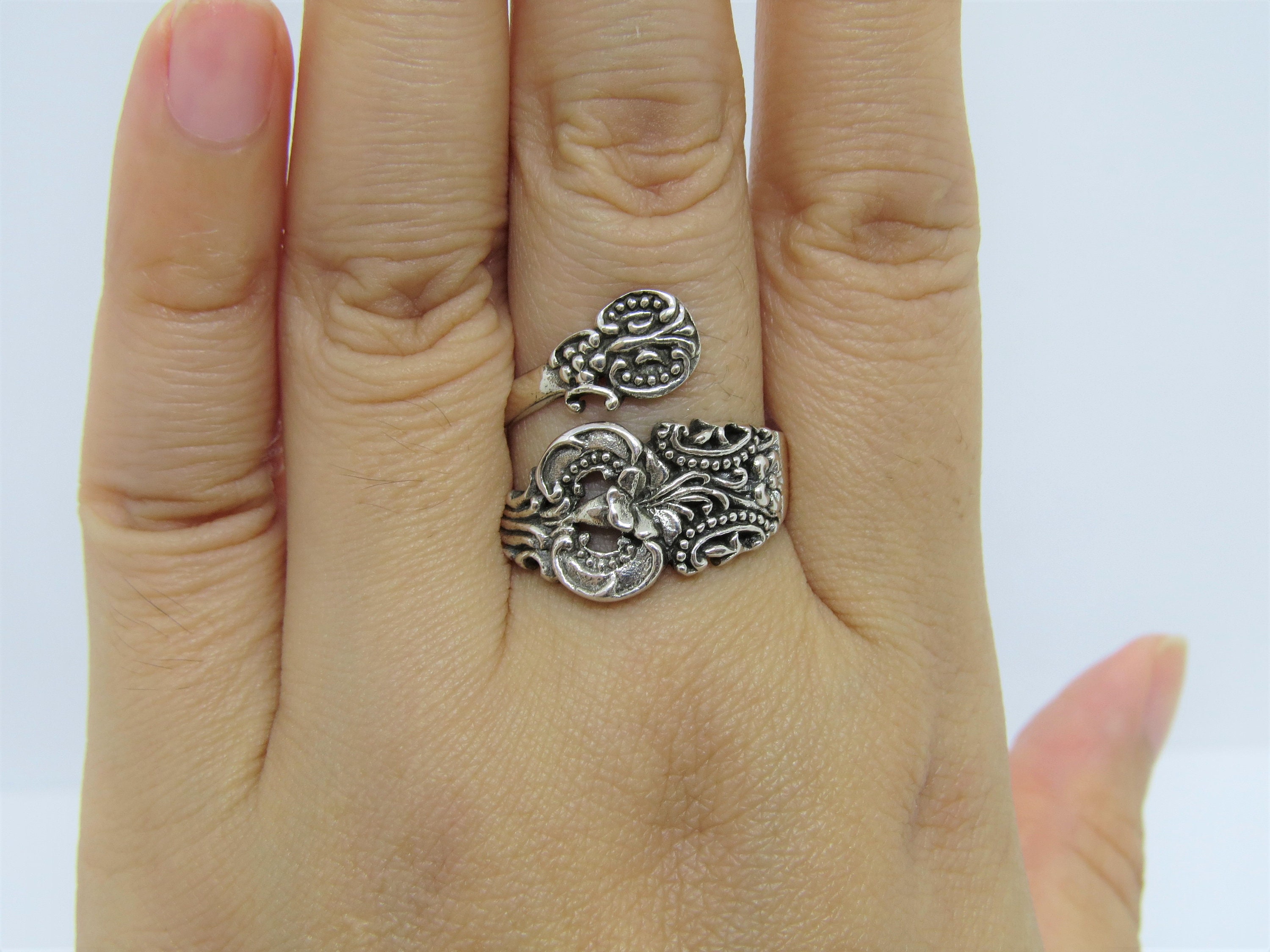 Vintage Sterling Silver Adjustable Spoon Ring Size 8 Etsy Denmark