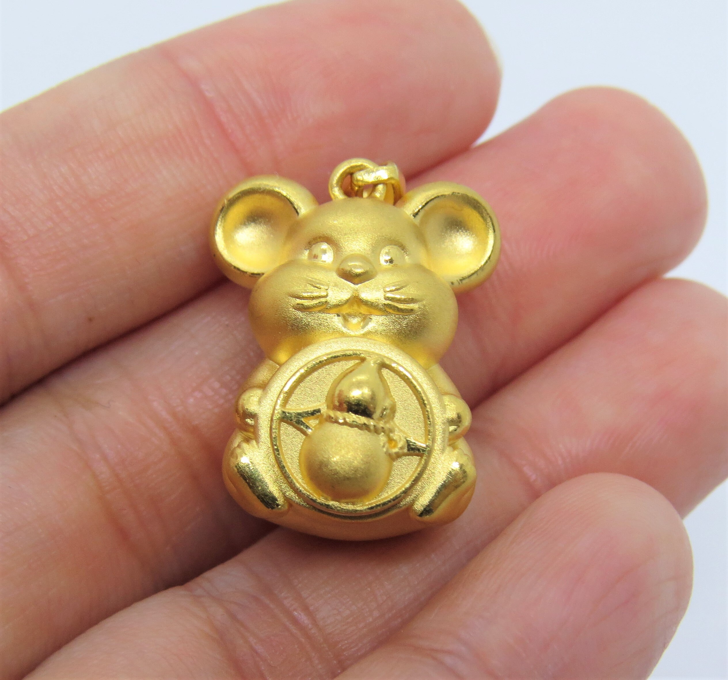 超人気 999 Pure 24k Gold 3D Rat, Mouse Zodiac Spinning Vintage 工芸品