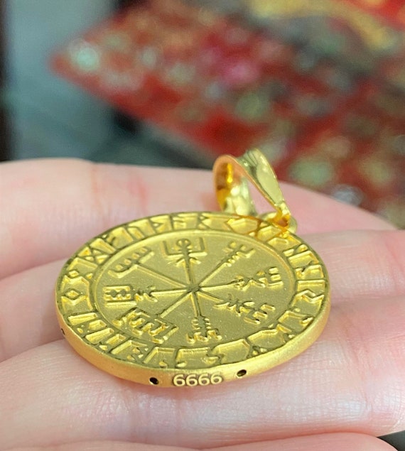 9999 Pure 24k Gold Viking Compass   Two Side Vint… - image 4