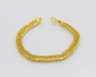 Vintage 24K 980 Solid Gold Link Chain Bracelet 6 1/2''