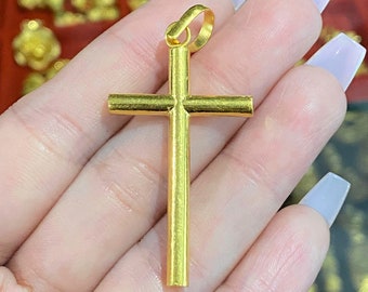 Vintage 24K 980 Pure Gold Cross Pendant.