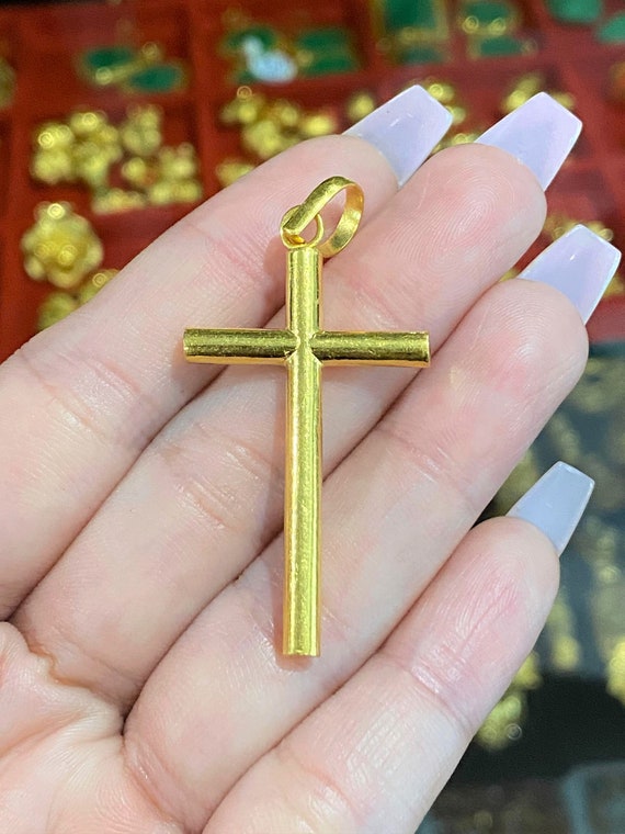 Vintage 24K 980 Pure Gold Cross Pendant.