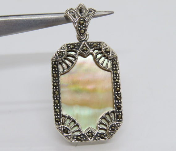 Vintage Sterling Silver Mother of Pearl & Marcasit