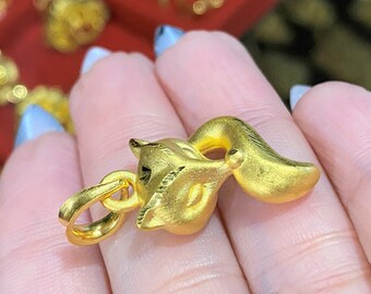 9999 Pure Gold 3D FOX Vintage Pendant. - Etsy