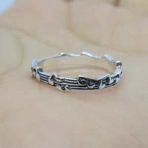 Vintage Sterling Silver Music Notes Band Ring Size 7