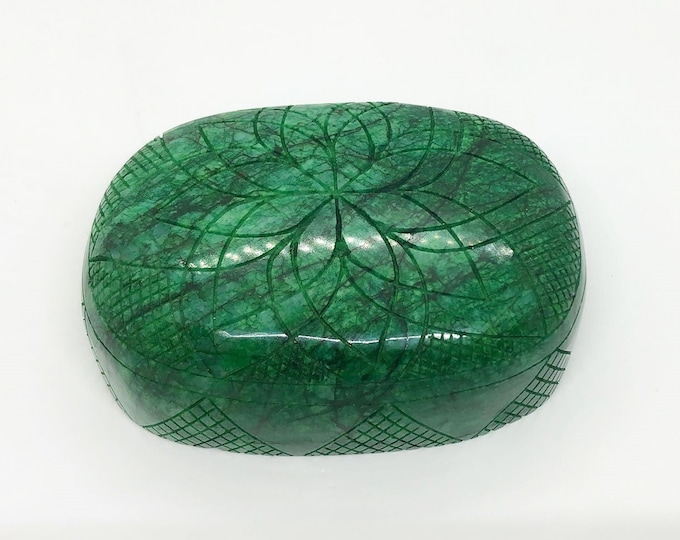 Vintage Natural Emerald Carved Floral Statue , Paperweight, Loose Gemstone 1,020Grams