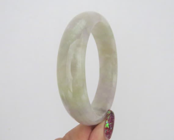 SALE. Translucent Natural Green White Lavender Jadeite Jade Vintage Bangle Bracelet 58.3MM Etsy UK