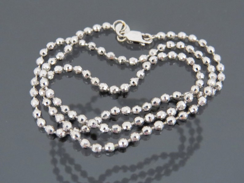 Vintage Italian 18K 750 Solid White Gold Ball Chain Necklace Etsy