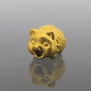 Vintage Pure 24K Gold 3D Lovely Pig Charm Bead Pendant Make for Bracelet
