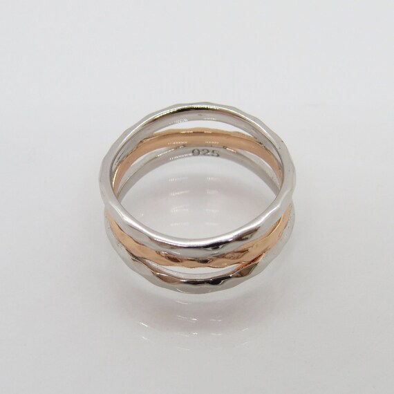 Vintage Sterling Silver Two Tone Rose Gold Plated… - image 3