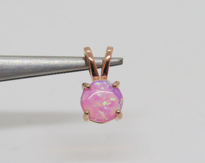 Vintage 14K Gold Plate on Sterling Silver Pink Opal Pendant